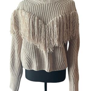 Fringed Cream Sweater